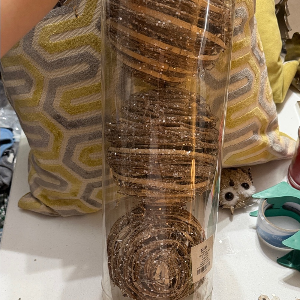 Decorative Brown Twig/wooden glitter Balls